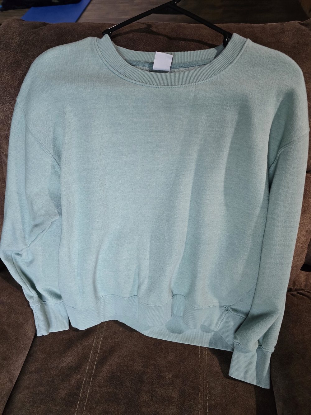 Crewneck Pullover Sweater in Light Aqua